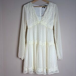 Lulus Boho Romanic Cream Lace Dress
